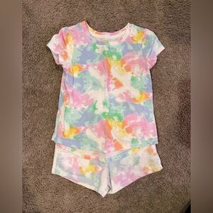 🌼5/$10🌼Cat & Jack Pastel Tie-Dye shirt and shorts set 4t